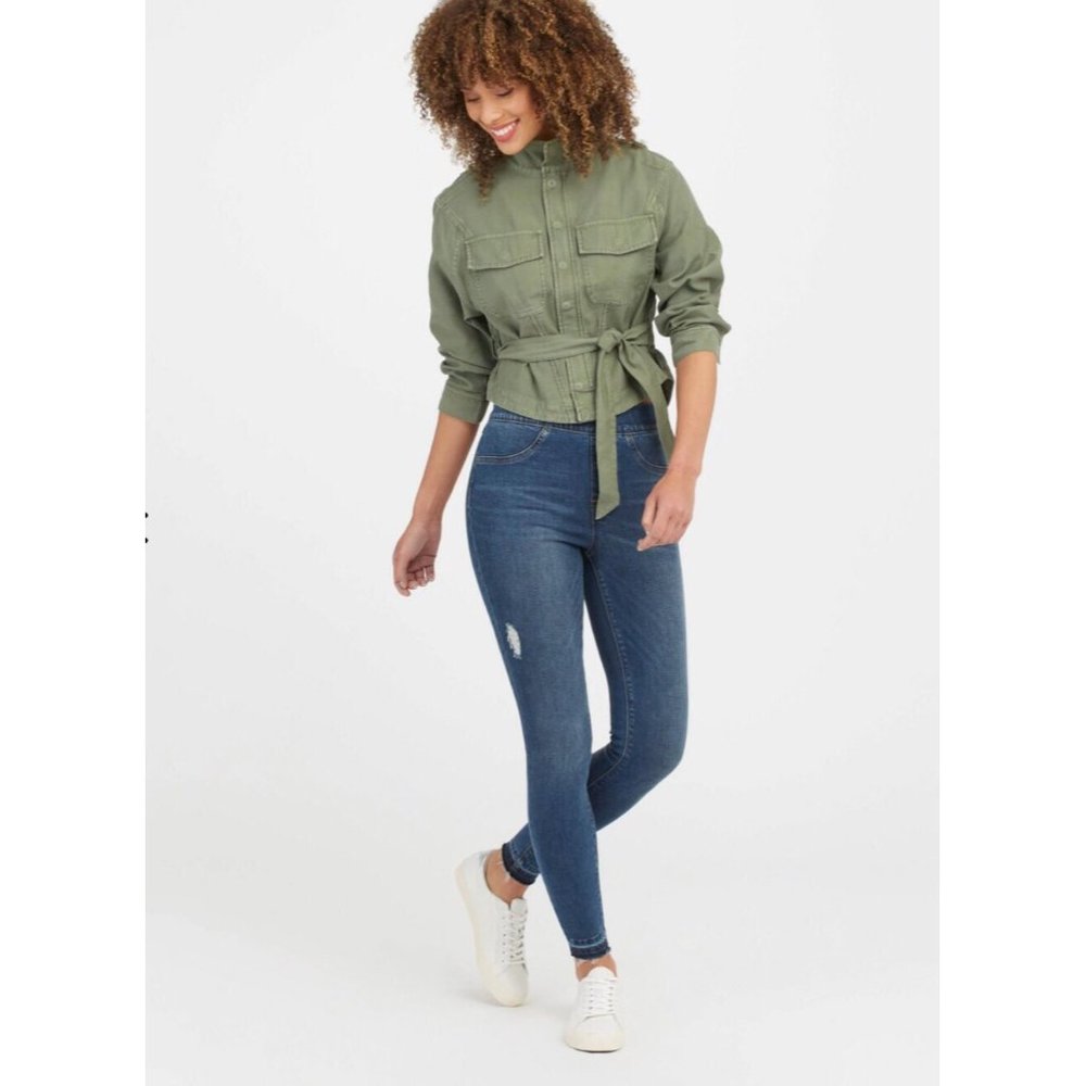 Spanx Distressed Ankle Skinny Jeans Medium Wash Jeggings | M